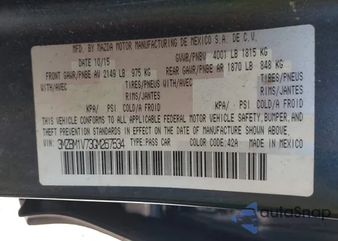 2016 Mazda Mazda3 I Touring from USA, damaged, VIN 3MZBM1V73GM267534